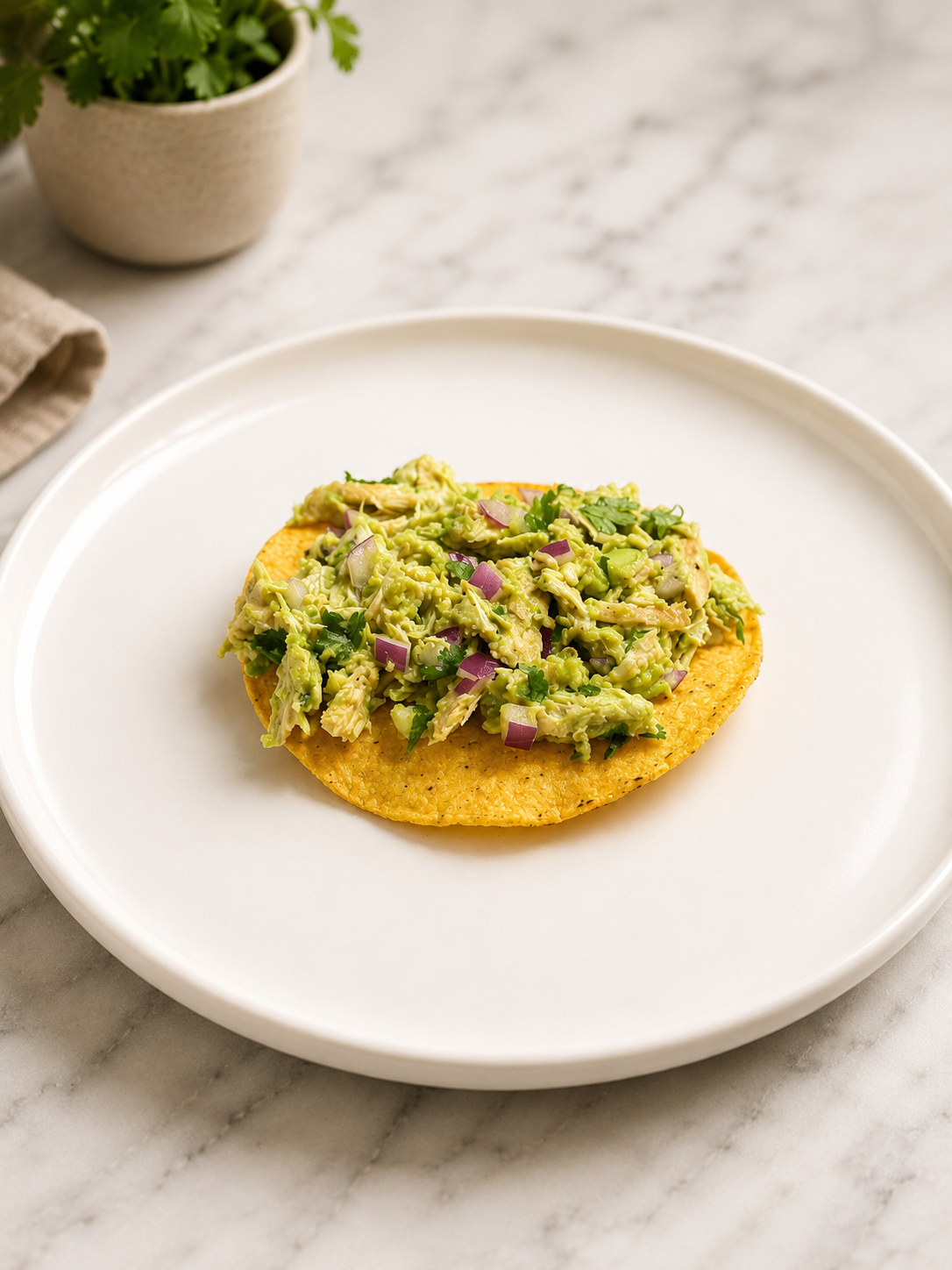 Low-Carb Chicken Salad Tostada chicken tostada cover photo