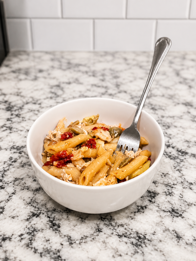 cover photo for greek chicken pasta