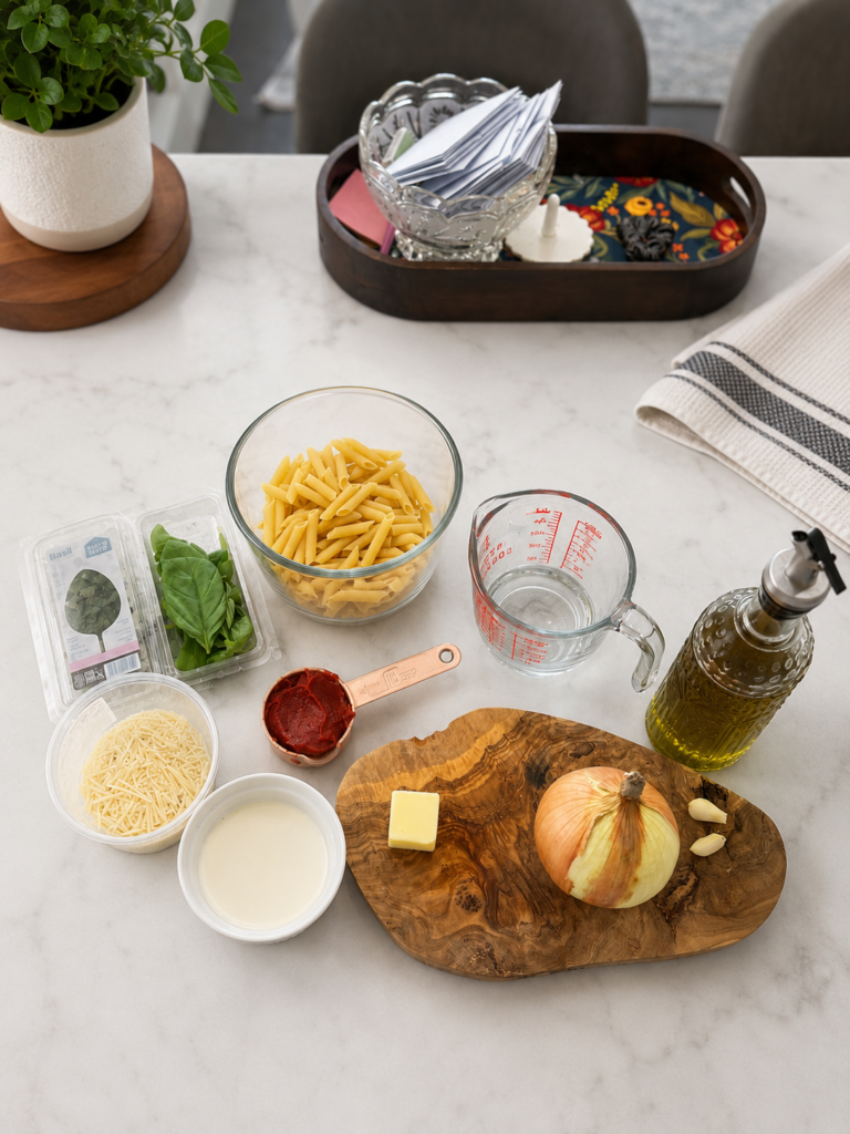 ingredients for penne alla vodka
