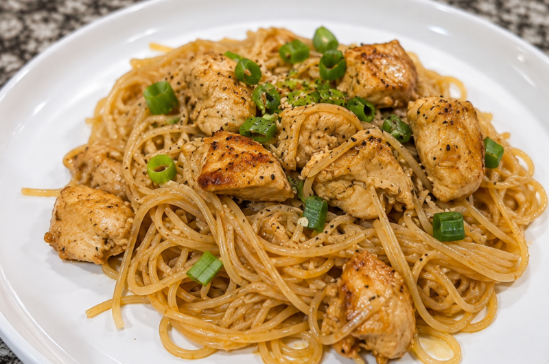 Sticky Garlic Chicken Noodles