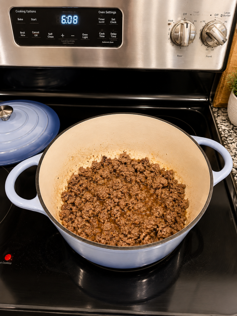 step 2 cajun beef & andouille cabbage skillet