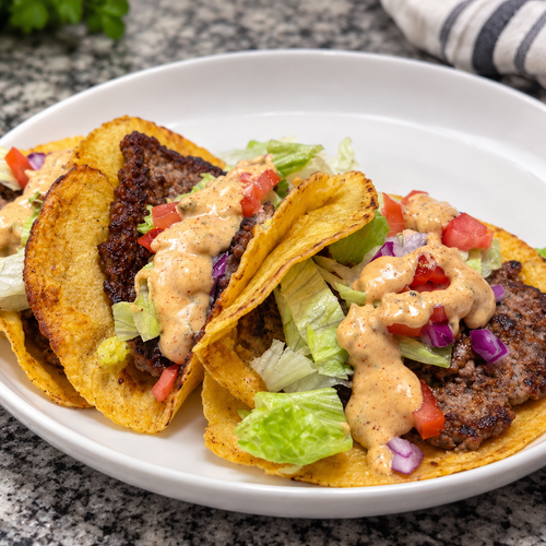 Smash Burger Tacos with Homemade Burger Sauce