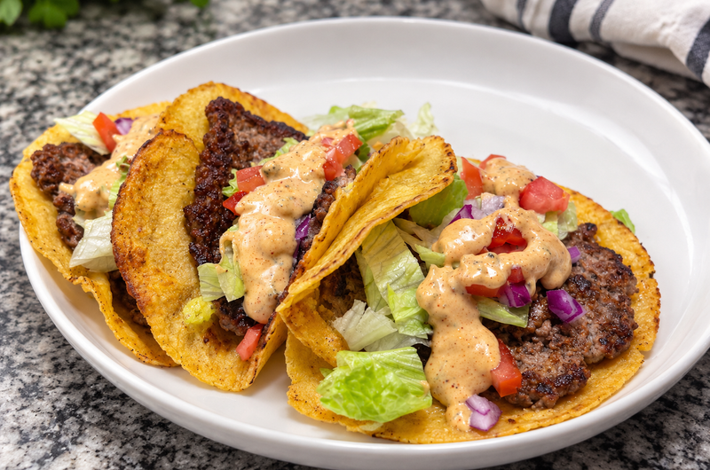 Smash Burger Tacos with Homemade Burger Sauce